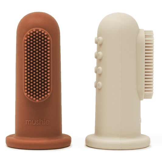 Mushie Finger Toothbrush Clay/Shifting Sand